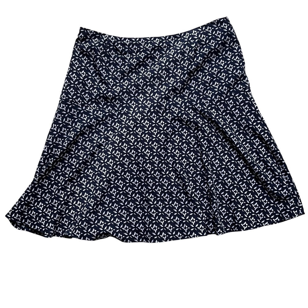Lauren Ralph Lauren Skirt Womens 6 Navy Blue White Geometric A-Line Knee Length